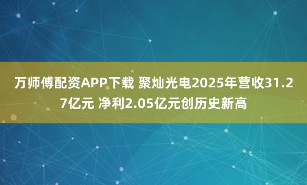万师傅配资APP下载 聚灿光电2025年营收31.27亿元 净利2.05亿元创历史新高